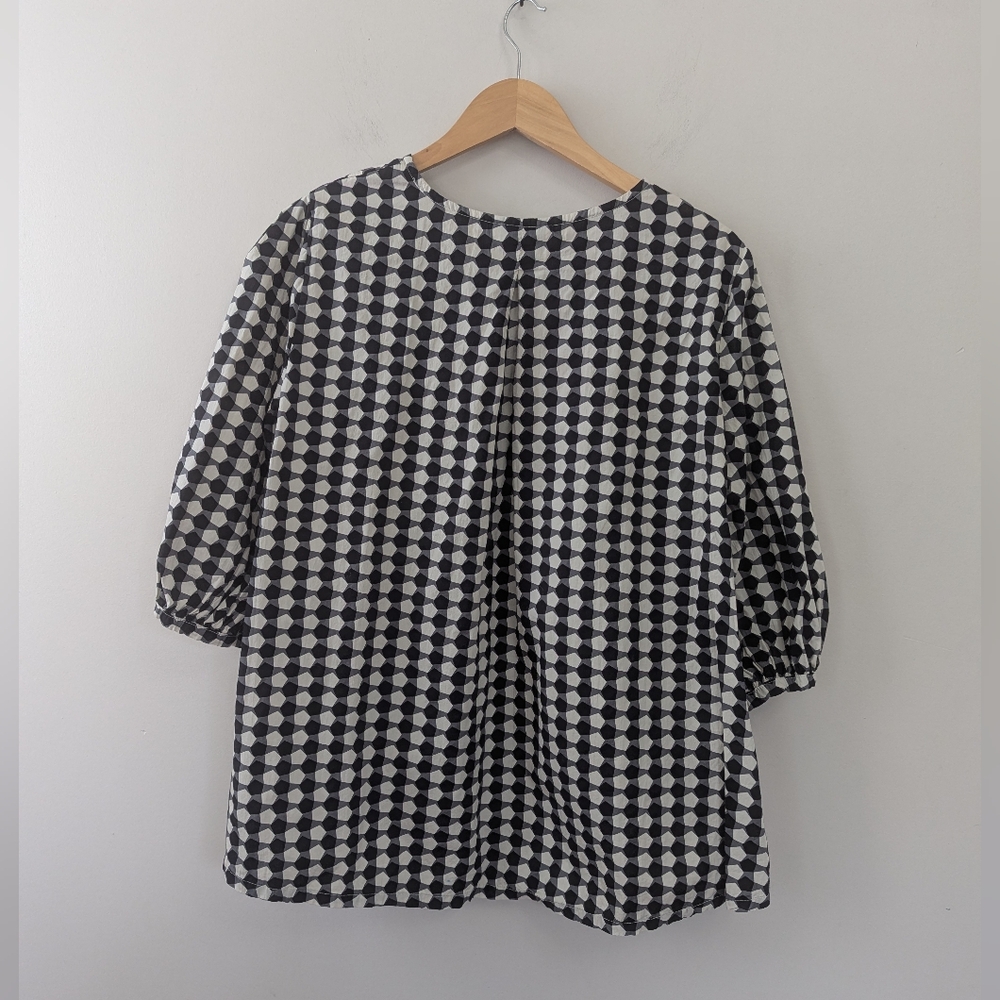 Bryn Walker Lucinda Organic Cotton Poplin Checkered Print‎ Top - Picture 11 of 12
